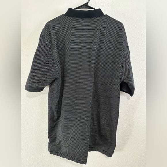Peter Millar Polo Shirt Size XL Golf White Pin Stripe Black Cotton Collared - Picture 2 of 6